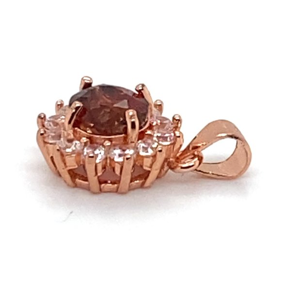 Red Tourmaline .85ct Rose Gold Finish Solid 925 Sterling Silver Pendant - Picture 4 of 7